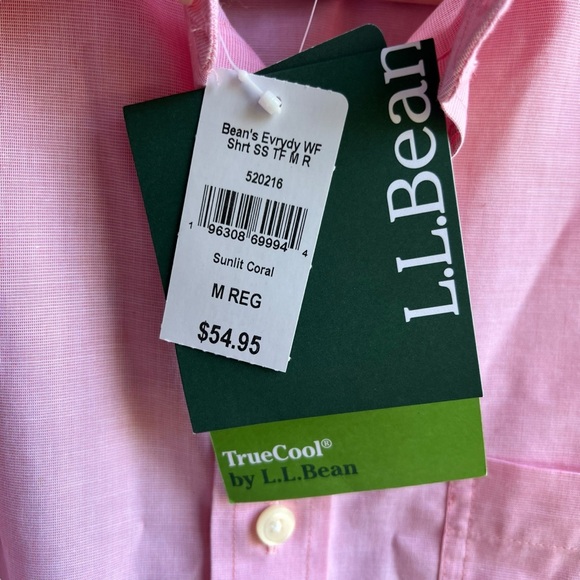 L.L. Bean Men's Wrinkle-Free Sunlit Coral Button-Down Shirt Short Sleeve M-Reg - Picture 4 of 12